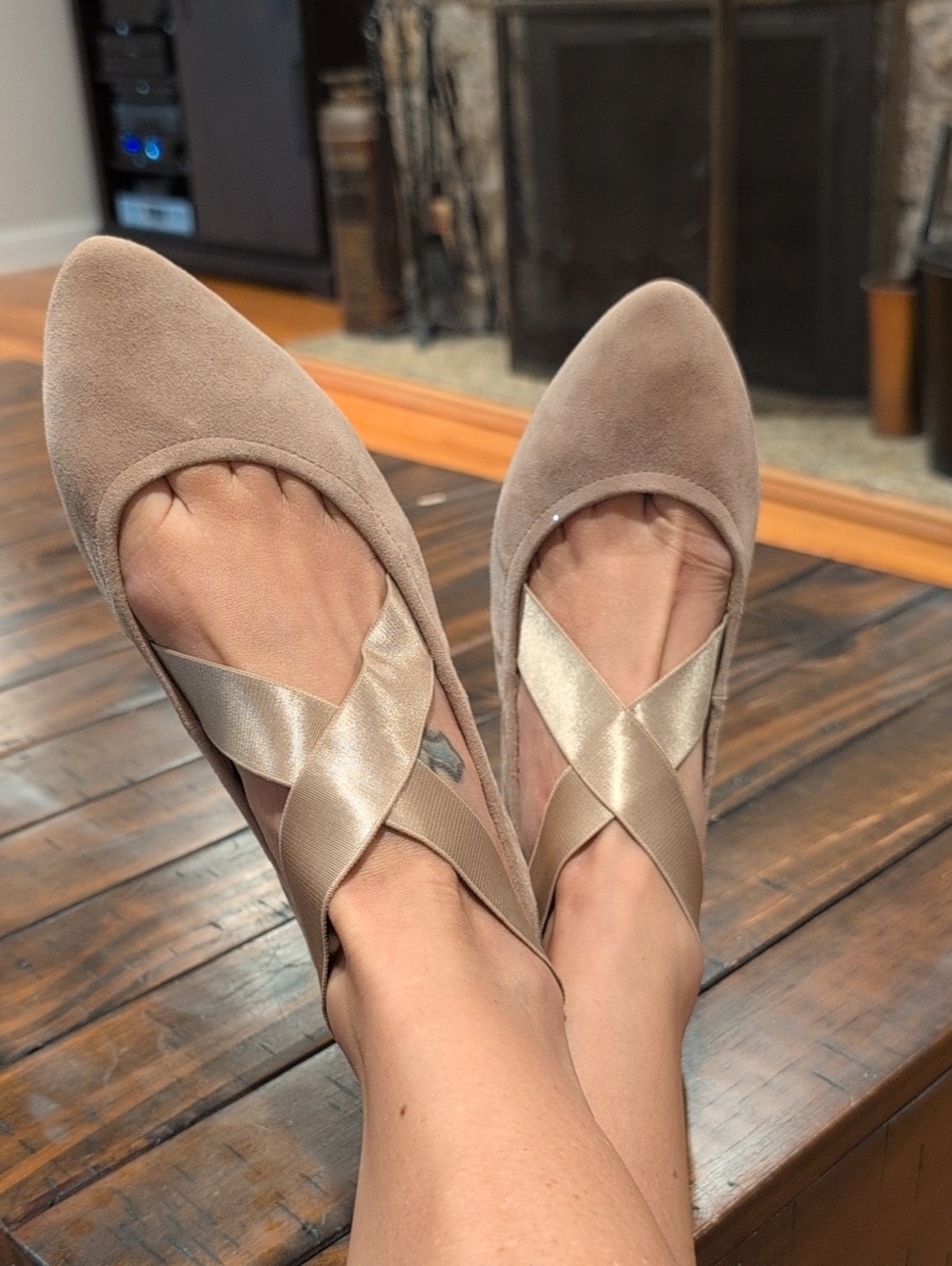 Taryn Rose Edina Ballet Flats With Straps Suede